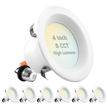 4 LED Recessed Can Lights 5 CCT Selectable 2700K-5000K 14W (75W Equivalent) 950LM Dimmable 6-Pack